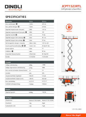 Kolové nůžkové plošiny Dingli JCPT1523RTL