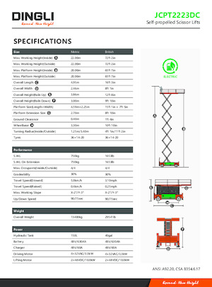 Kolové nůžkové plošiny Dingli JCPT2223DC
