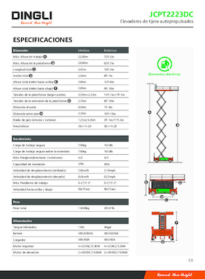 Kolové nůžkové plošiny Dingli JCPT2223DC
