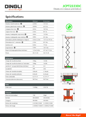 Kolové nůžkové plošiny Dingli JCPT2223DC
