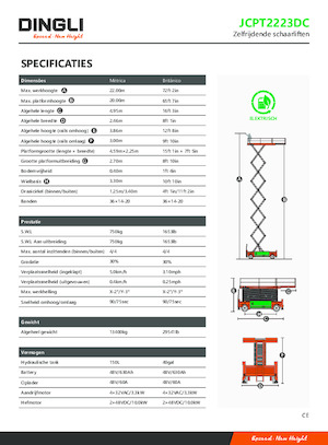 Kolové nůžkové plošiny Dingli JCPT2223DC