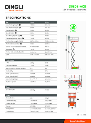 Kolové nůžkové plošiny Dingli S0808-ACE
