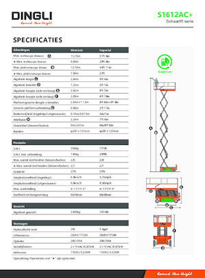 Kolové nůžkové plošiny Dingli S1612AC+
