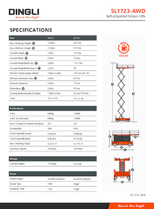 Kolové nůžkové plošiny Dingli SL1723-AWD