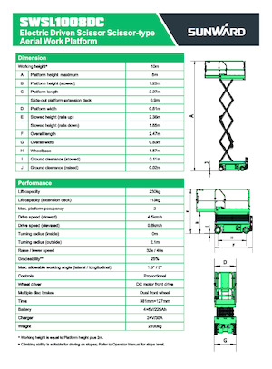 Kolové nůžkové plošiny Sunward SWSL 1008 DC