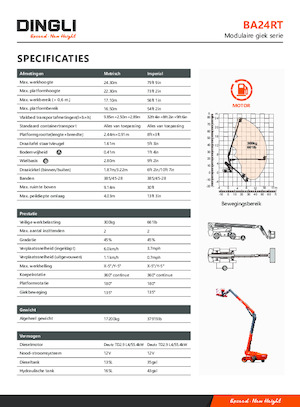Kolové teleskopické pracovní plošiny Dingli BA24RT