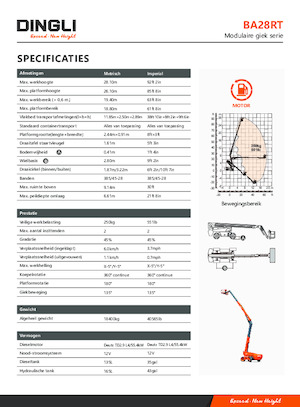 Kolové teleskopické pracovní plošiny Dingli BA28RT