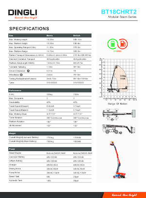 Kolové teleskopické pracovní plošiny Dingli BT18CHRT2