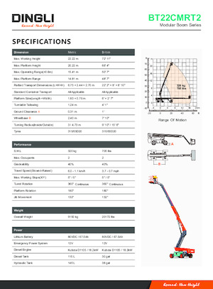 Kolové teleskopické pracovní plošiny Dingli BT22CMRT2
