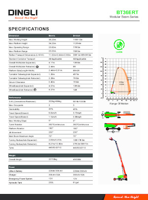 Kolové teleskopické pracovní plošiny Dingli BT36ERT