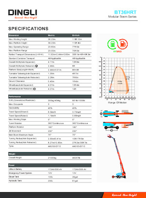 Kolové teleskopické pracovní plošiny Dingli BT36HRT