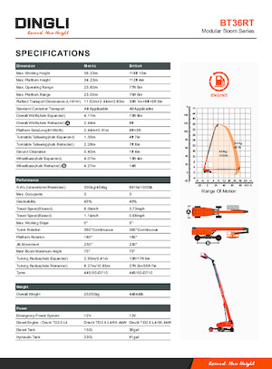 Kolové teleskopické pracovní plošiny Dingli BT36RT