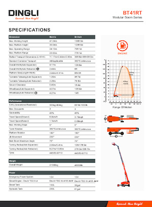 Kolové teleskopické pracovní plošiny Dingli BT41RT