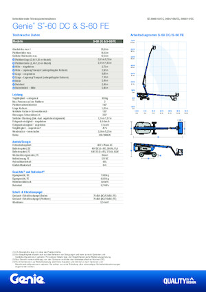 Kolové teleskopické pracovní plošiny Genie S-60 FE