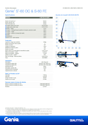 Kolové teleskopické pracovní plošiny Genie S-60 FE