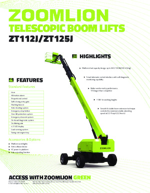 Kolové teleskopické pracovní plošiny Zoomlion ZT112J