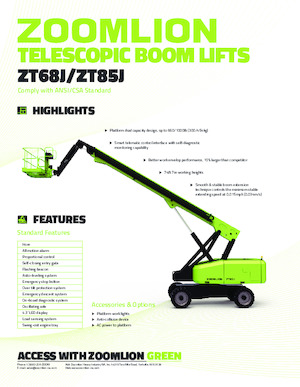 Kolové teleskopické pracovní plošiny Zoomlion ZT85J