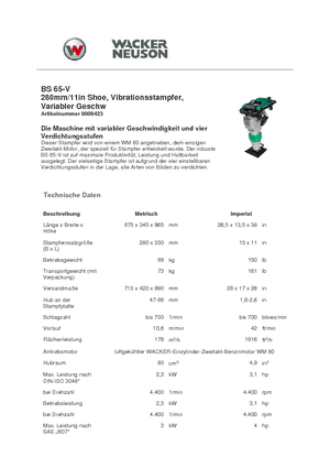Vibrační pěchy naftové a benzínové Wacker Neuson BS 65 V 11
