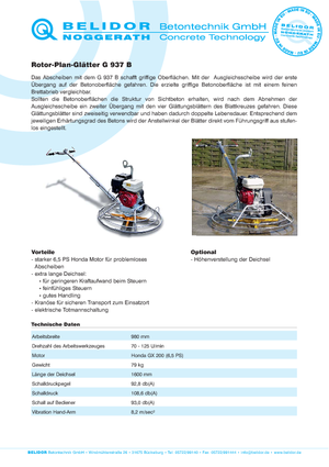 Ručně vedené hladičky betonu Belidor-Noggerath G 937 B