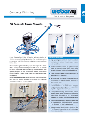 Ručně vedené hladičky betonu weber mt PG 90