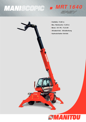 Teleskopické nakladače s horní konstrukcí Manitou MRT 1640 Easy