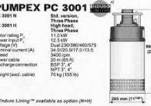 Čerpadla odpadních vod Pumpex PC 3001 V